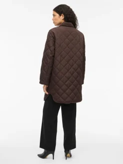 Vila naisten tikkitakki, VIQUILA L/S CORDUROY QUILT LONG JACKET Coffee Bean