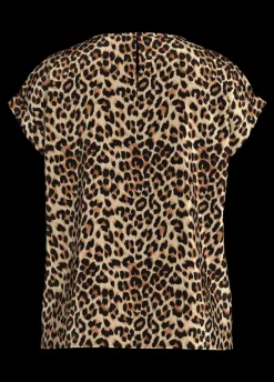 Vila naisten toppi, VIELLETTE S/S FULL SATIN TOP Caramel Café Leo