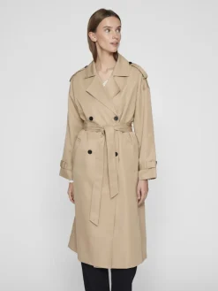 Vila naisten trenssi, VIADDISON L/S LONG TRENCHCOAT Savannah Tan