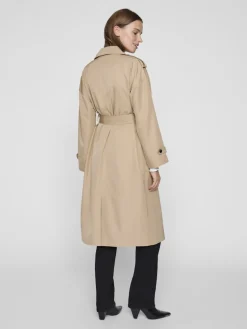 Vila naisten trenssi, VIADDISON L/S LONG TRENCHCOAT Savannah Tan