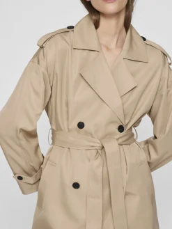 Vila naisten trenssi, VIADDISON L/S LONG TRENCHCOAT Savannah Tan