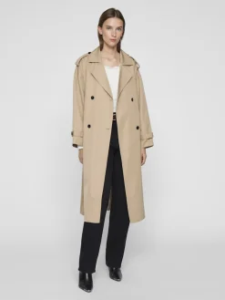 Vila naisten trenssi, VIADDISON L/S LONG TRENCHCOAT Savannah Tan