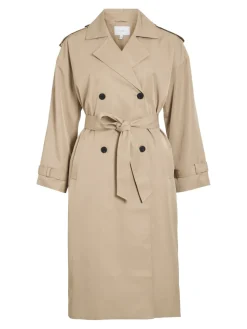 Vila naisten trenssi, VIADDISON L/S LONG TRENCHCOAT Savannah Tan