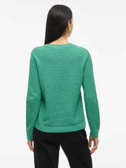 Vila neule K-VIDALO O-NECK L/S KNIT TOP- NOOS, Winter Green