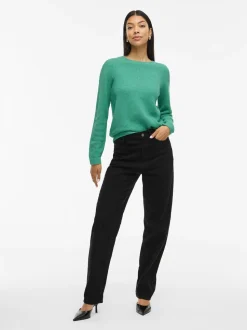 Vila neule K-VIDALO O-NECK L/S KNIT TOP- NOOS, Winter Green