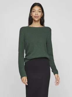 Vila neule, VIDALO O-NECK L/S KNIT TOP Armeijanvihreä