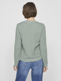 Vila neule, VIDALO O-NECK L/S KNIT TOP Chinois Green