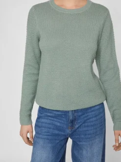 Vila neule, VIDALO O-NECK L/S KNIT TOP Chinois Green