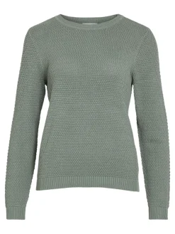 Vila neule, VIDALO O-NECK L/S KNIT TOP Chinois Green