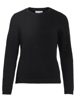 Vila neule, VIDALO O-NECK L/S KNIT TOP Black