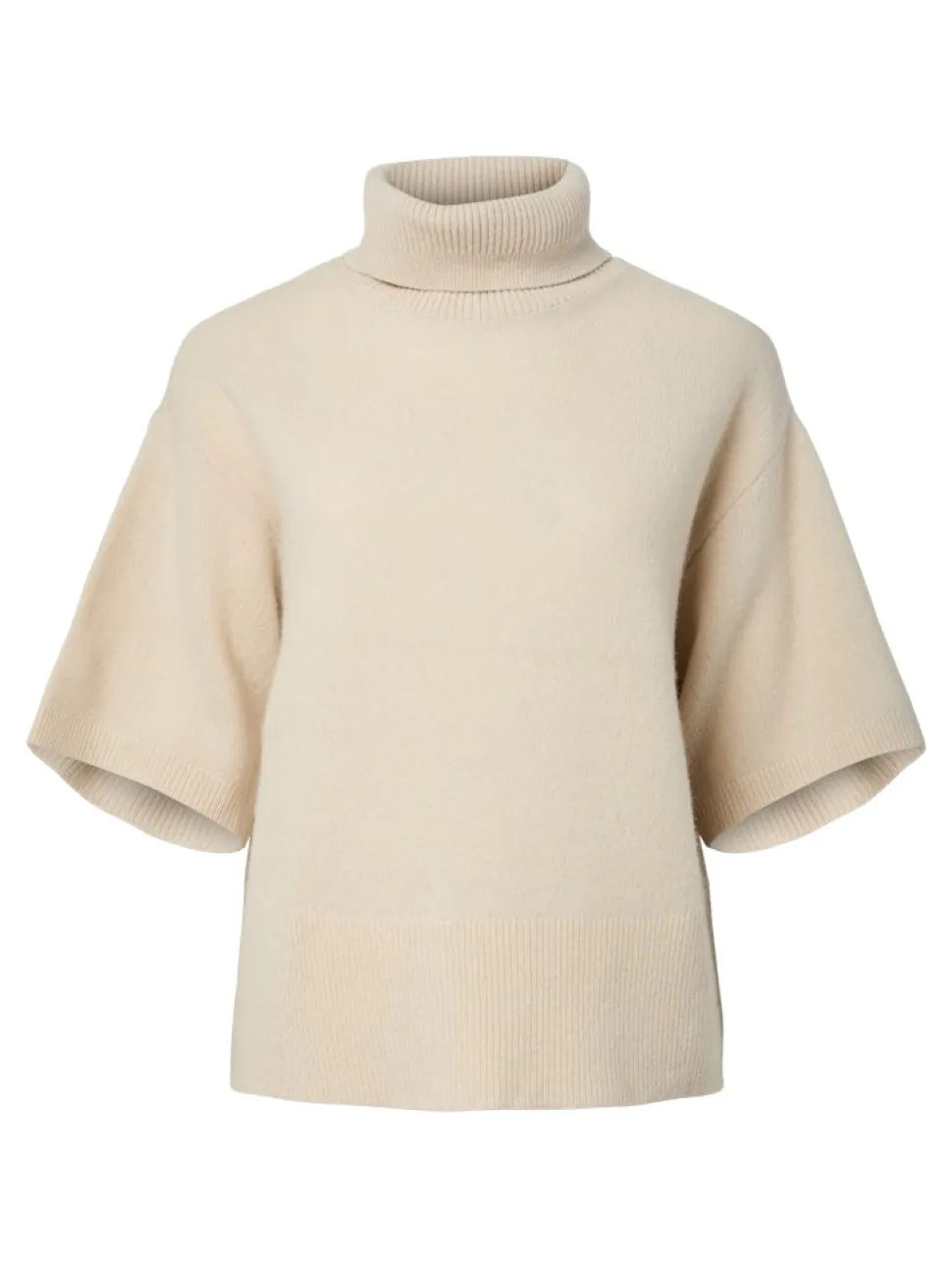 Y.A.S naisten neulepusero, YASEMILA 2/4 WOOL KNIT PULLOVER S. NOOS Sandshell