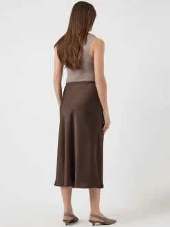 Y.A.S hame, YASPELLA HW MIDI SKIRT Chocolate Brown