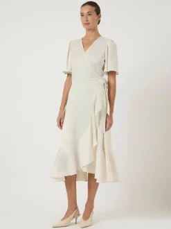 Y.A.S mekko YASTHEA 2/4 MIDI WRAP DRESS S. NOOS, Gardenia