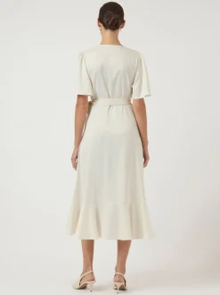 Y.A.S mekko YASTHEA 2/4 MIDI WRAP DRESS S. NOOS, Gardenia