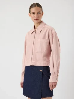 Y.A.S naisten farkkutakki, YASSUN LS CROP DENIM JACKET Vaaleanpunainen