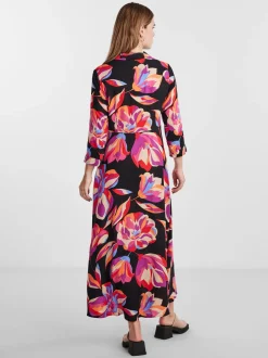 Y.A.S Naisten Maksimekko YASSAVANNA LONG SHIRT DRESS Musta Kuosi