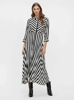 Y.A.S Naisten Maksimekko YASSAVANNA LONG SHIRT DRESS Raidallinen Musta