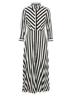 Y.A.S Naisten Maksimekko YASSAVANNA LONG SHIRT DRESS Raidallinen Musta