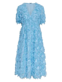 Y.A.S Naisten Mekko, K-YASPAZYLLA 2/4 MIDI DRESS Vaaleansininen