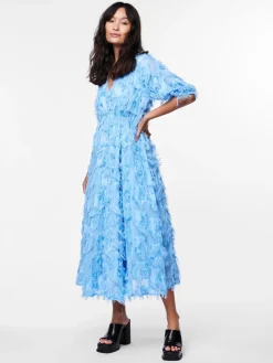 Y.A.S Naisten Mekko, K-YASPAZYLLA 2/4 MIDI DRESS Vaaleansininen