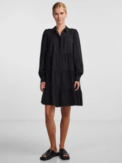 Y.A.S Naisten Mekko, YASPALA LS SHIRT DRESS Musta