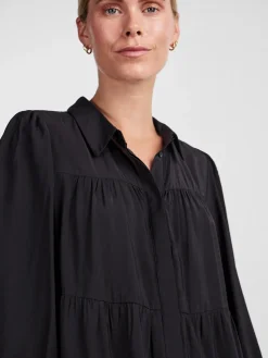 Y.A.S Naisten Mekko, YASPALA LS SHIRT DRESS Musta