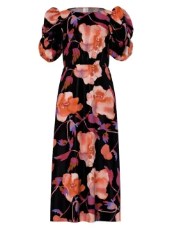 Y.A.S naisten mekko YASPELLA 2/4 LONG DRESS S., Black Pilana Aop