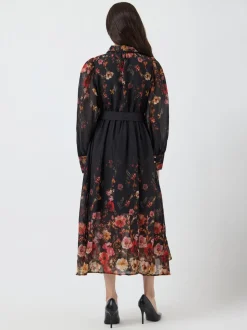 Y.A.S naisten mekko, YASROMANTICA LS LONG DRESS Black