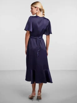 Y.A.S Naisten Mekko, YASTHEA 2/4 MIDI WRAP DRESS Evening Blue