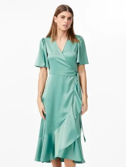 Y.A.S Naisten Mekko, YASTHEA 2/4 MIDI WRAP DRESS Vedenvihreä