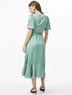 Y.A.S Naisten Mekko, YASTHEA 2/4 MIDI WRAP DRESS Vedenvihreä