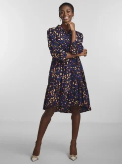 Y.A.S Naisten Minimekko, K-YASERIKA 3/4 DRESS NOOS Sininen Kuosi