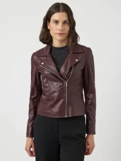 Y.A.S naisten nahkatakki, YASSOPHIE LEATHER JACKET Port Royale