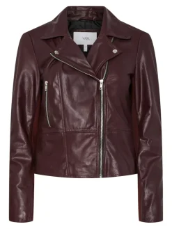 Y.A.S naisten nahkatakki, YASSOPHIE LEATHER JACKET Port Royale