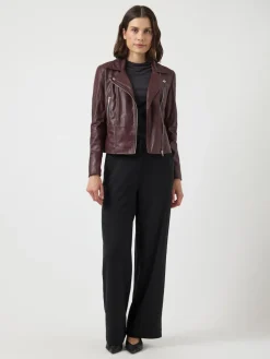 Y.A.S naisten nahkatakki, YASSOPHIE LEATHER JACKET Port Royale