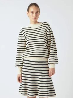 Y.A.S Naisten Neulepusero, YASFONNY LS KNIT PULLOVER S. NOOS Raidallinen Valkoinen