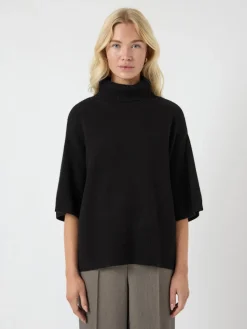 Y.A.S naisten neulepusero, YASEMILA 2/4 WOOL KNIT PULLOVER S. NOOS Black