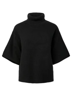 Y.A.S naisten neulepusero, YASEMILA 2/4 WOOL KNIT PULLOVER S. NOOS Black