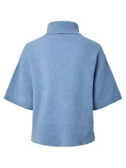 Y.A.S naisten neulepusero, YASEMILA 2/4 WOOL KNIT PULLOVER S. NOOS Windward Blue