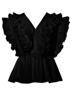 Y.A.S naisten paita, YASRUNA CS RUFFLE TOP Musta