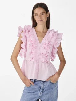Y.A.S naisten paita, YASRUNA CS RUFFLE TOP Vaaleanpunainen