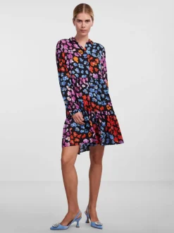 Y.A.S Naisten PaitaMekko, YASALIRA LS SHIRT DRESS NOOS Musta Kuosi