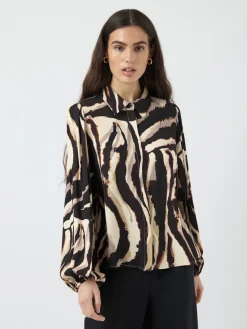 Y.A.S naisten paitapusero K Yasasina LS Shirt S. Noos, Sandshell Zebra print