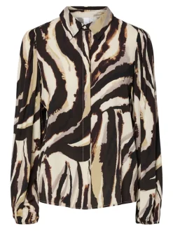 Y.A.S naisten paitapusero K Yasasina LS Shirt S. Noos, Sandshell Zebra print