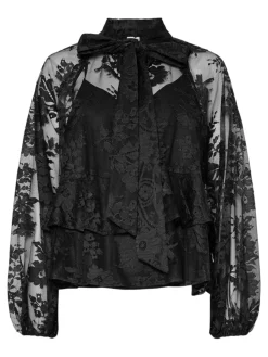 Y.A.S naisten pusero YASLACILLA LS LACE TOP, musta