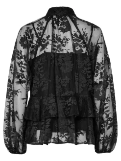 Y.A.S naisten pusero YASLACILLA LS LACE TOP, musta