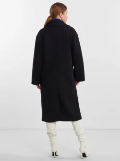 Y.A.S Naisten Villakangastakki, YASMILA LS WOOL MIX COAT NOOS Musta